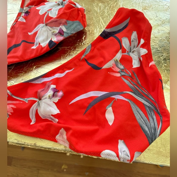 EUC Athleta Red Floral Halter Bikini - Picture 4 of 7